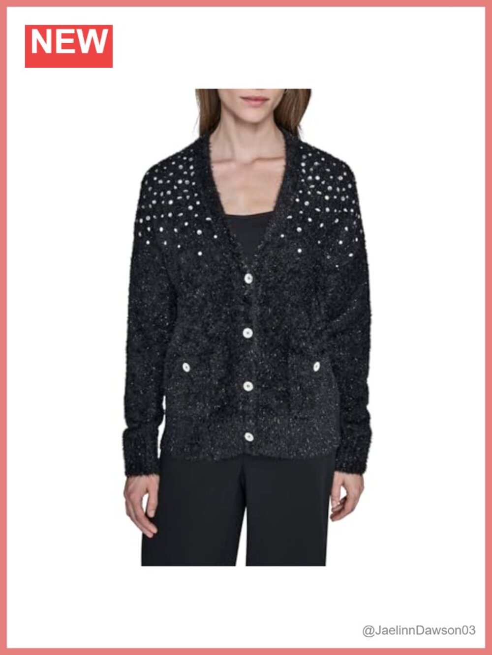 Bejeweled Long Sleeve V-Neck Cardigan Sweater